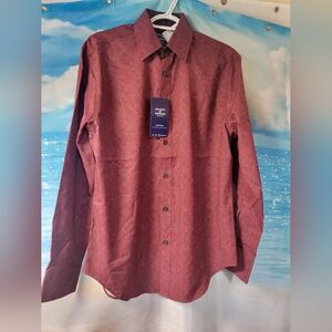 Society Of Threads NWT Men's Burgundy Paisley Long Sleeve Button Down Shirt Smal